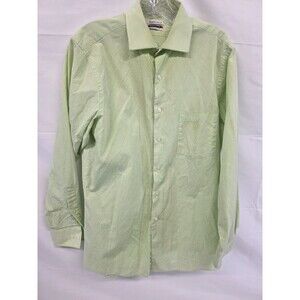 Van Heusen Shirt Mens 15 32/33 Green Long Sleeve Button Up Cotton Blend